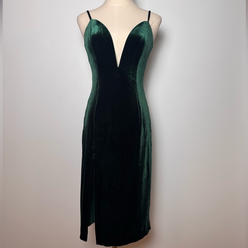 Revolve NBD Velvet Green Dress Shana - Picture 3 of 12
